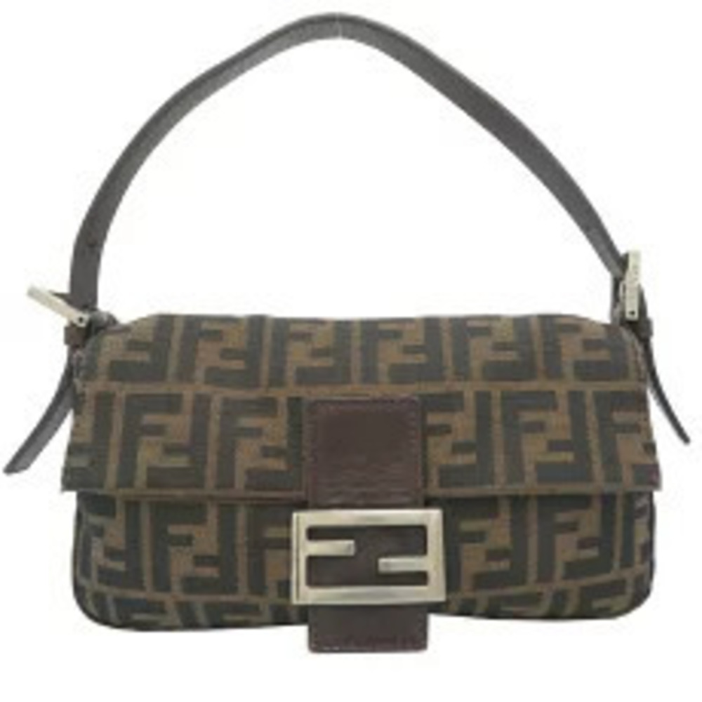 Fendi Mamma Bucket Handbag Leather Zucca Brown
